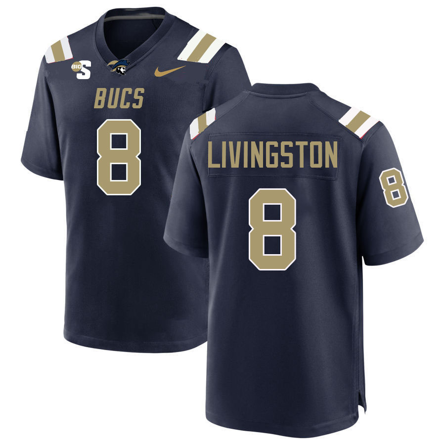 Men #8 Geordan Livingston Charleston Southern Buccaneers 2023 College Football Jerseys Stitched-Blue
